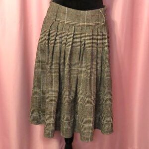 Faux Wool Pleated Plaid Swing Skirt